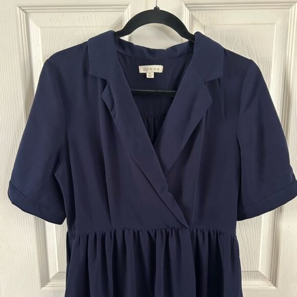 Bohme Navy Blue Collared Maxi Dress, Sz Medium - Picture 3 of 15